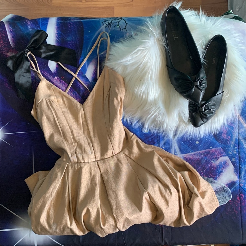 Strappy Golden Glitter Dress